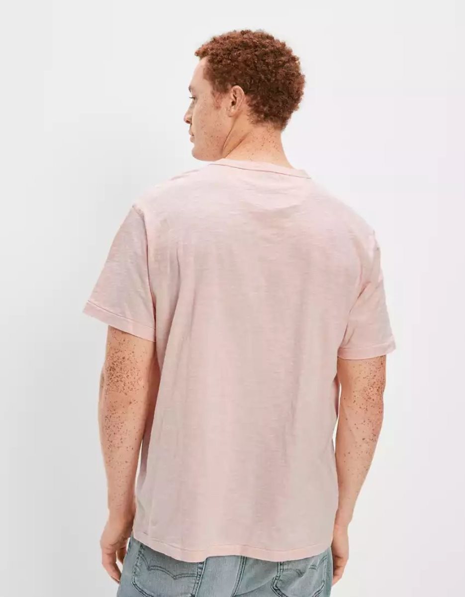 T Shirts American Eagle AE Super Soft Slub Henley Rose Homme | IZY-25206916